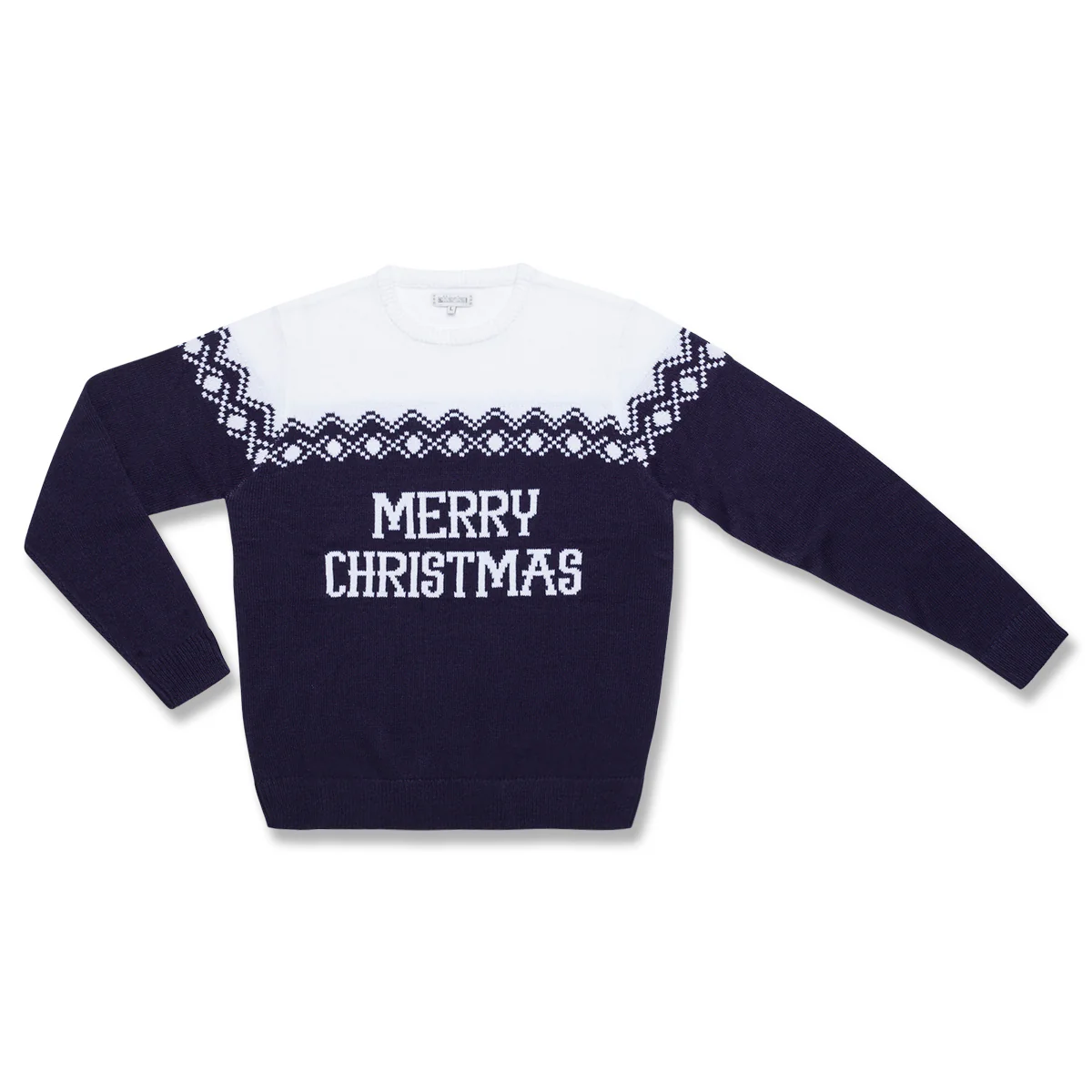 Maglione natalizio da uomo blu con ricamo Merry Christmas - Image 5