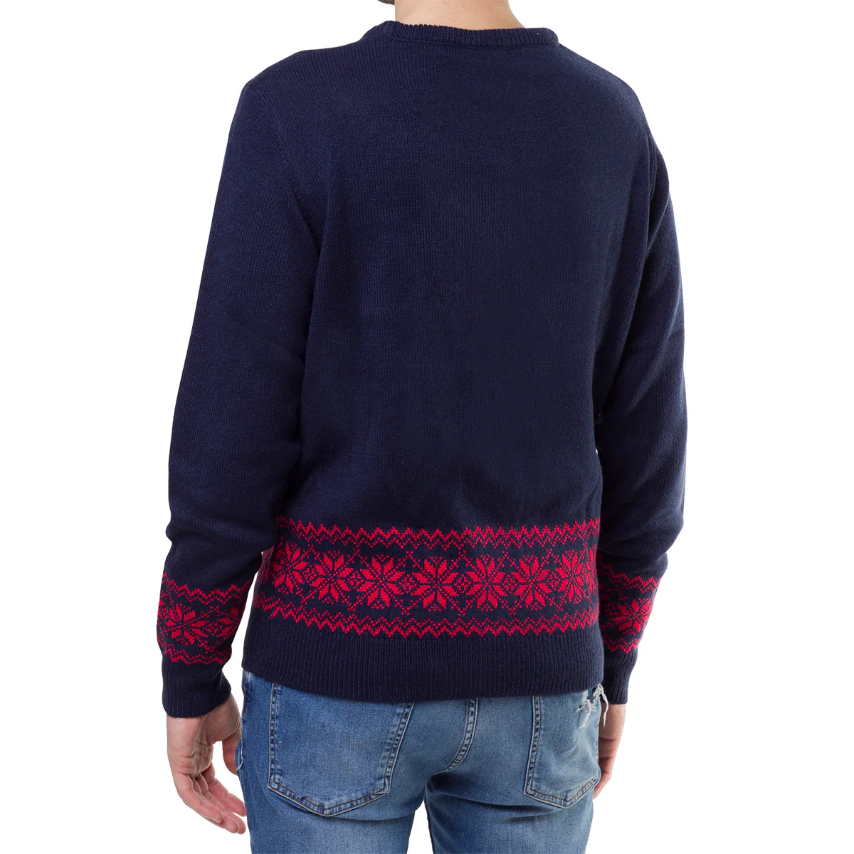 Maglione natalizio da uomo blu con ricamo orsetto Teddy - Image 4