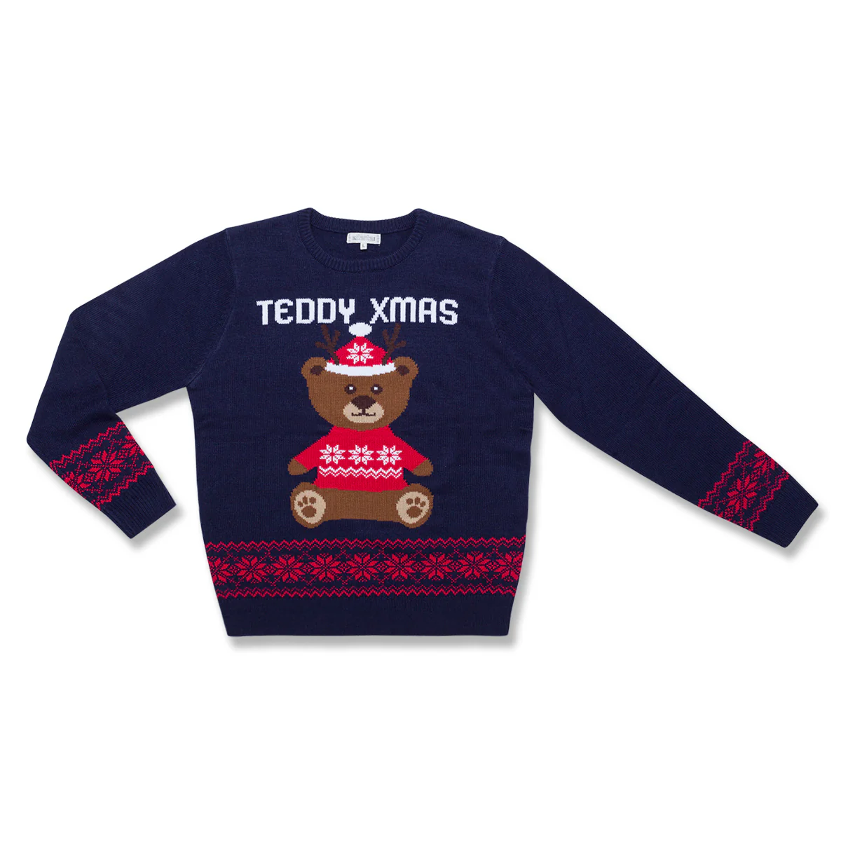 Maglione natalizio da uomo blu con ricamo orsetto Teddy - Image 5