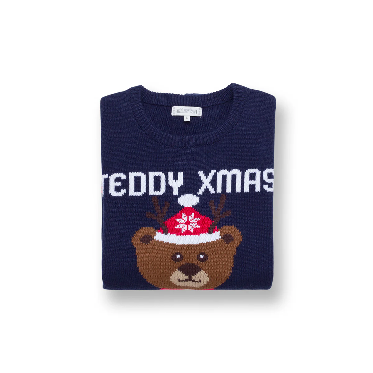 Maglione natalizio da uomo blu con ricamo orsetto Teddy - Image 6