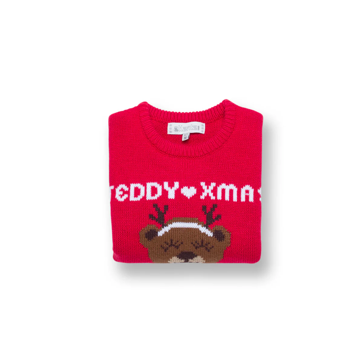 Maglione natalizio da bambini rosso con ricamo orsetto Teddy - Image 6