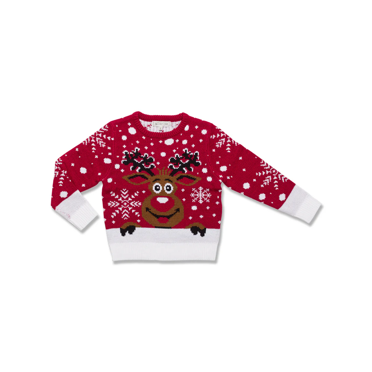 Maglione natalizio da bambini rosso con ricamo renna - Image 4