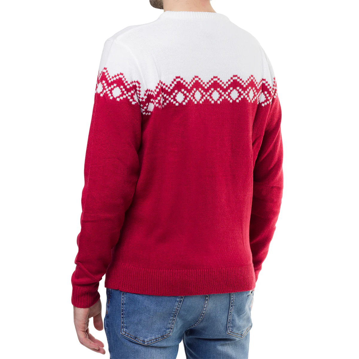 Maglione da uomo natalizio rosso con ricamo Merry Christmas - Image 3