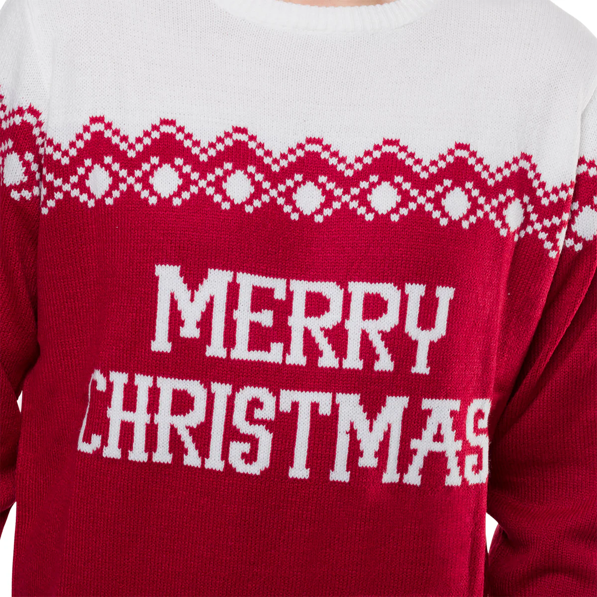 Maglione da uomo natalizio rosso con ricamo Merry Christmas - Image 4