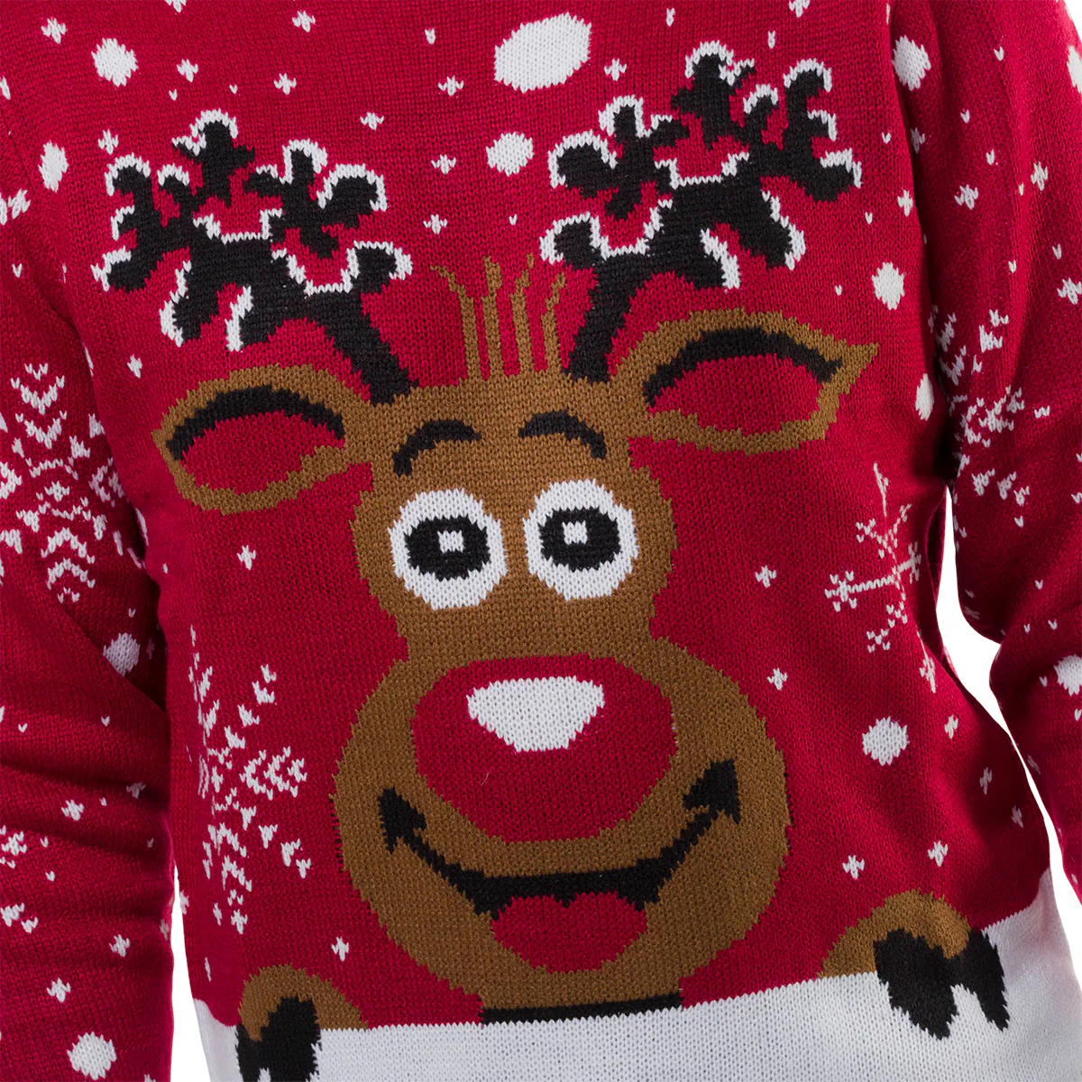 Maglione natalizio rosso da uomo con ricamo renna - Image 4