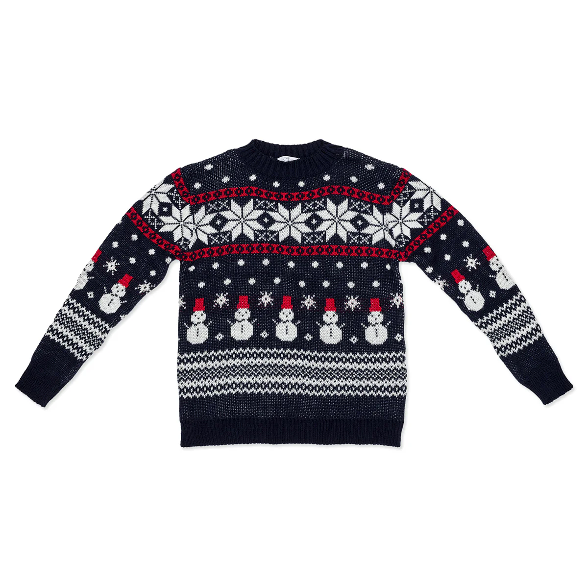 Maglione natalizio blu da uomo con ricamo fiocchi e pupazzi di neve Charlies - Image 2