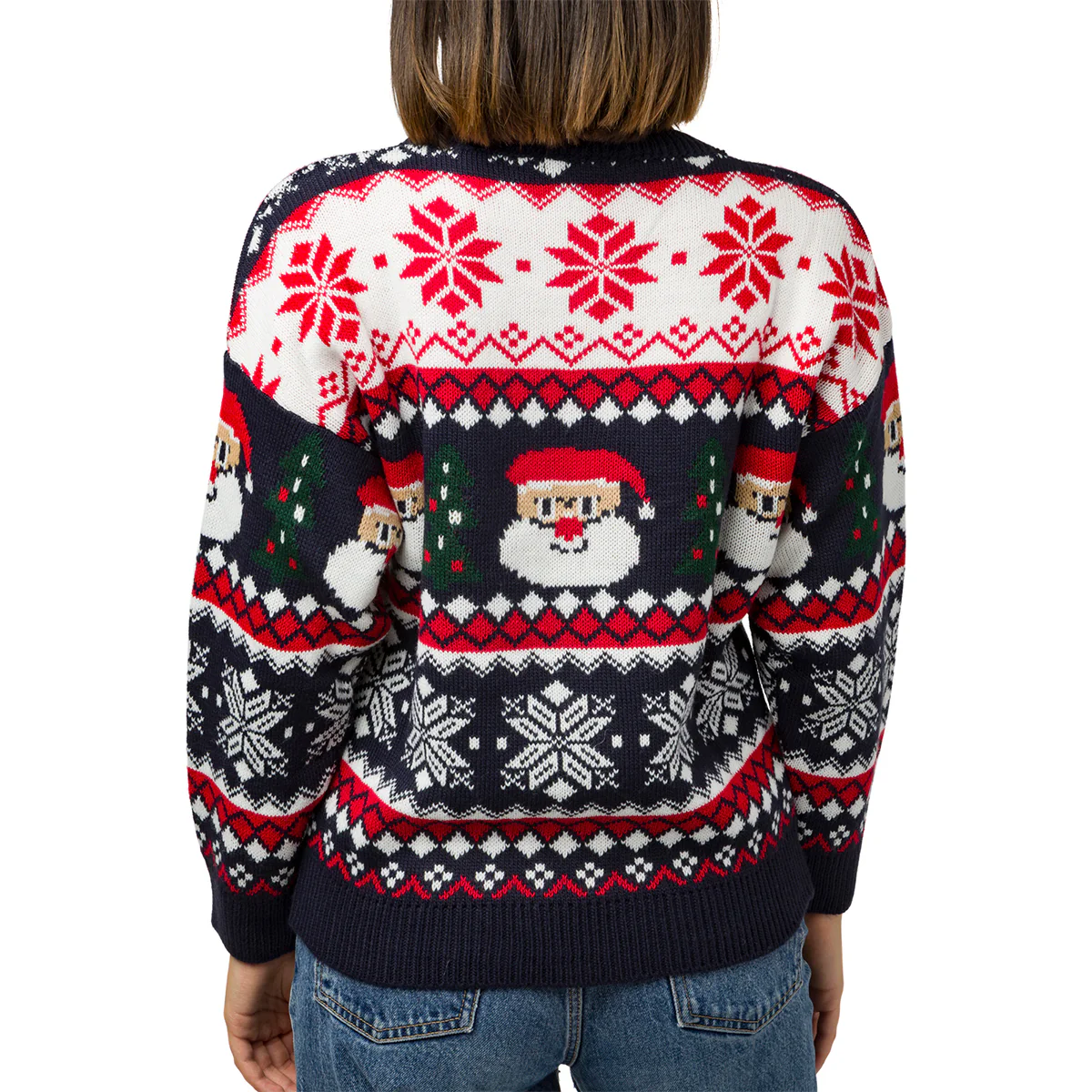 Maglione natalizio da donna blu rosso e bianco con ricami Swish Jeans - Image 3