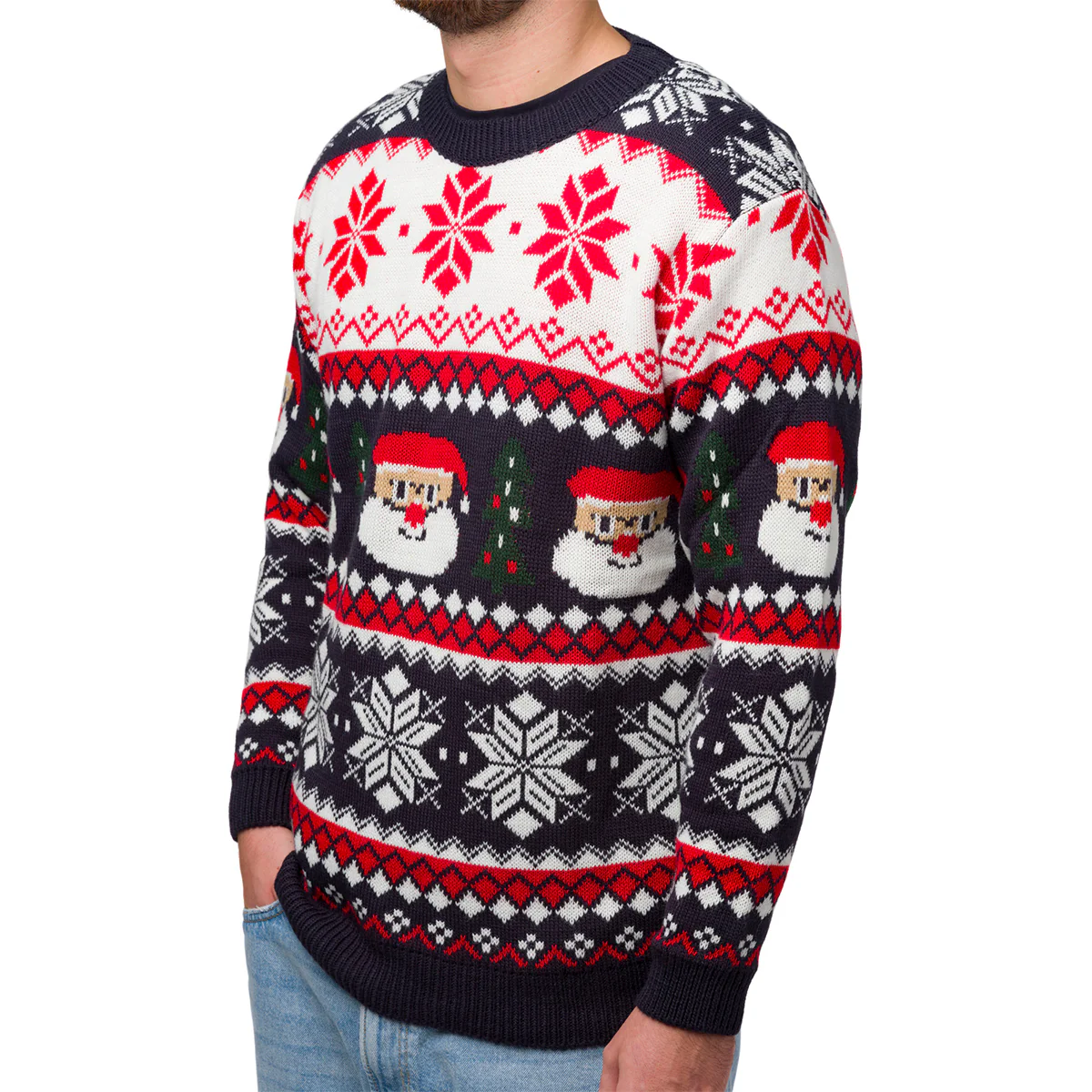 Maglione natalizio da uomo blu rosso e bianco con ricami Swish Jeans - Image 2