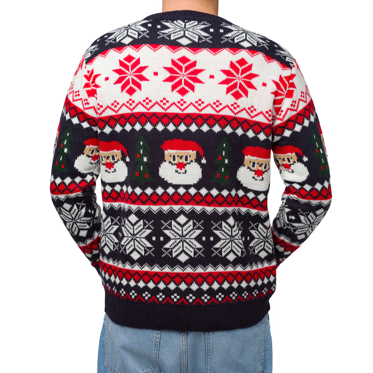 Maglione natalizio da uomo blu rosso e bianco con ricami Swish Jeans - Image 3