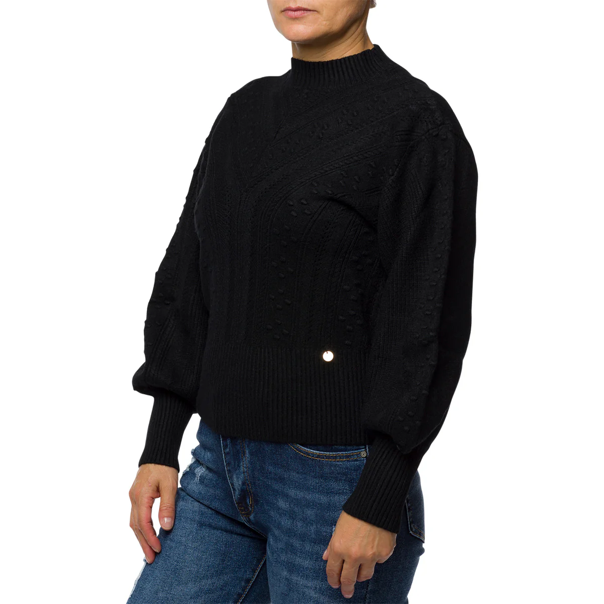 Maglione nero a collo alto da donna Swish Jeans