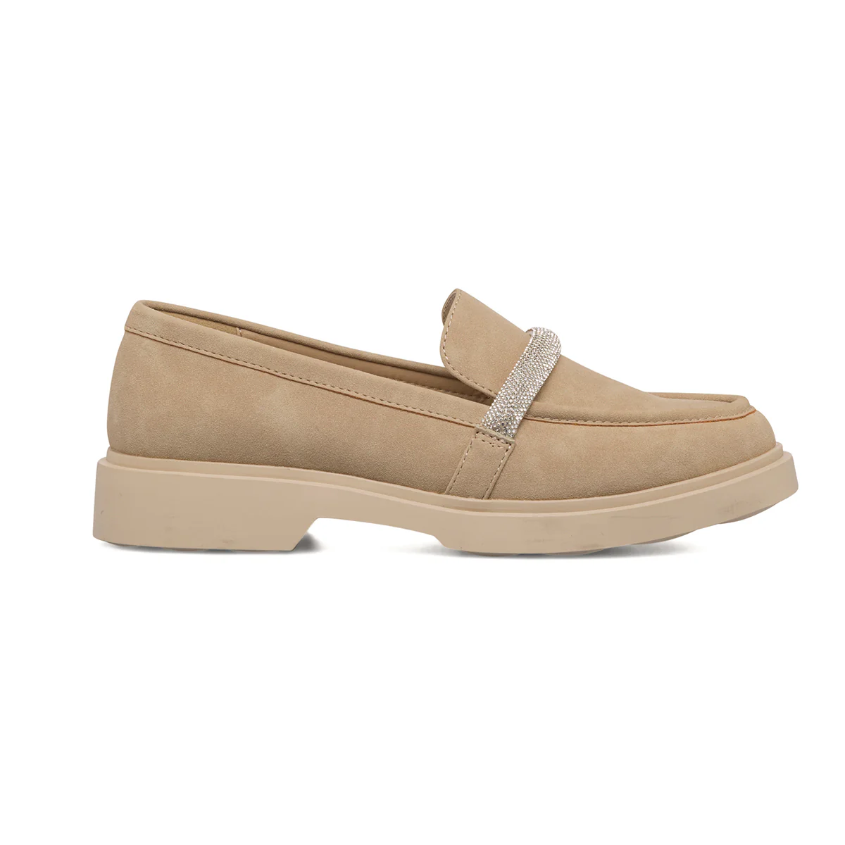 Mocassini beige da donna con strass sul cinturino Lora Ferres