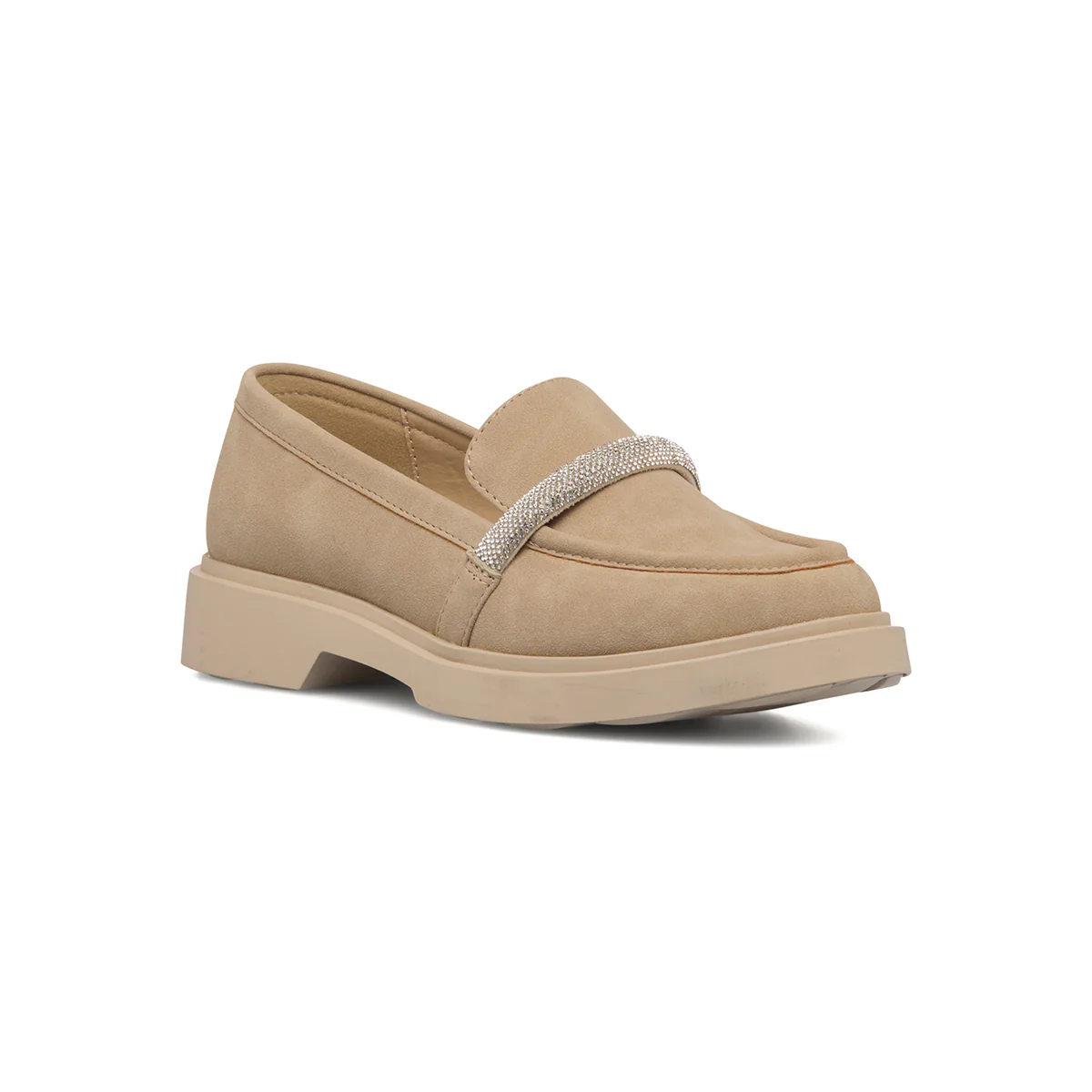 Mocassini beige da donna con strass sul cinturino Lora Ferres - Image 2