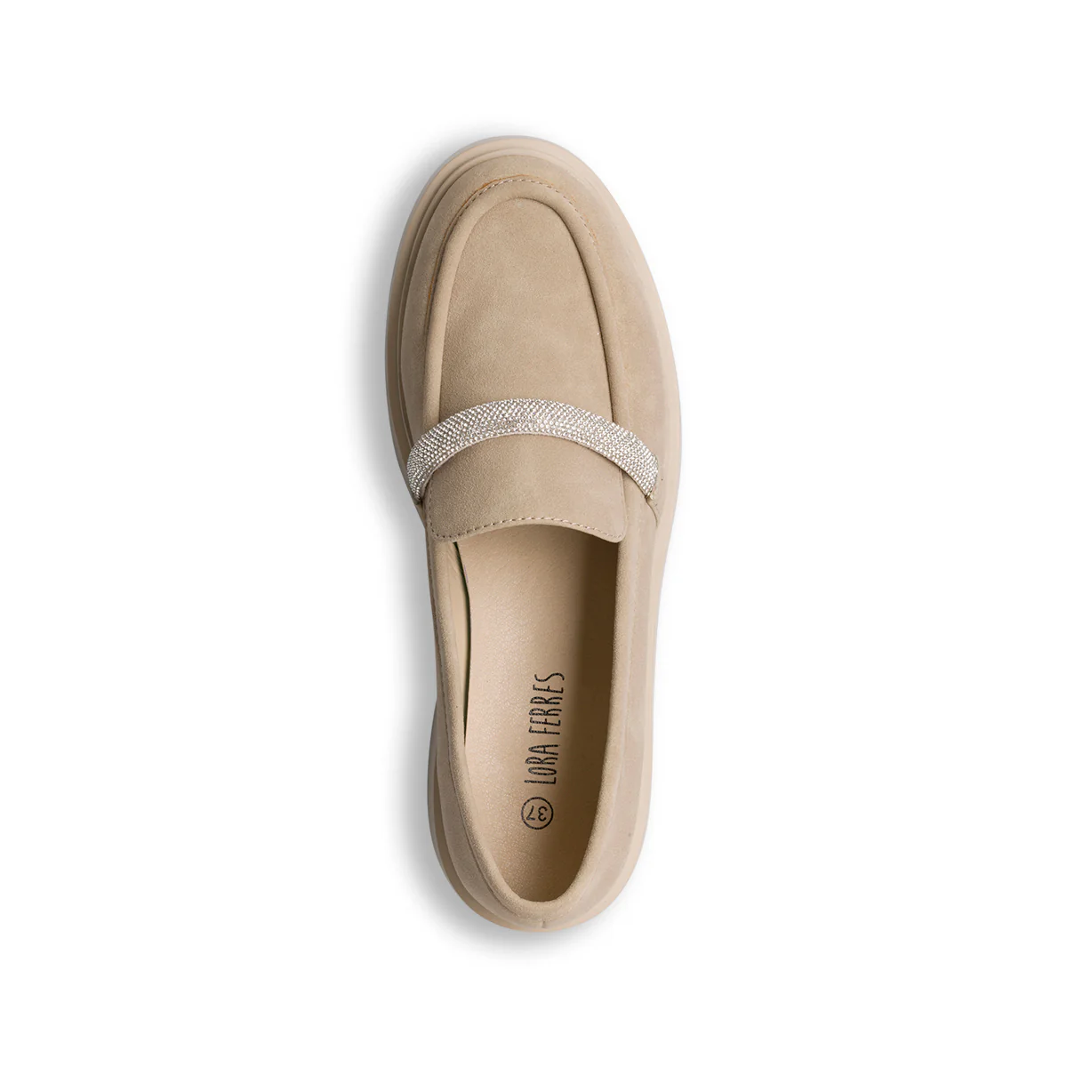 Mocassini beige da donna con strass sul cinturino Lora Ferres - Image 5