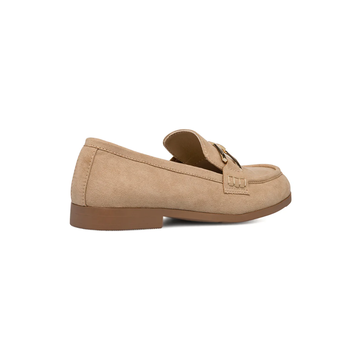 Mocassini beige effetto scamosciato da donna con morsetto oro Lora Ferres - Image 3