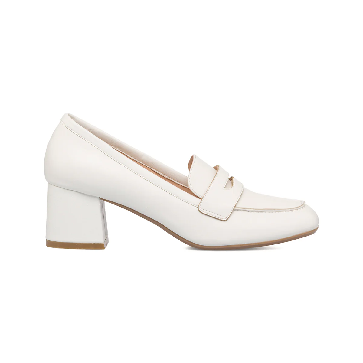 Mocassini bianchi off-white da donna con tacco 5 cm Lora Ferres