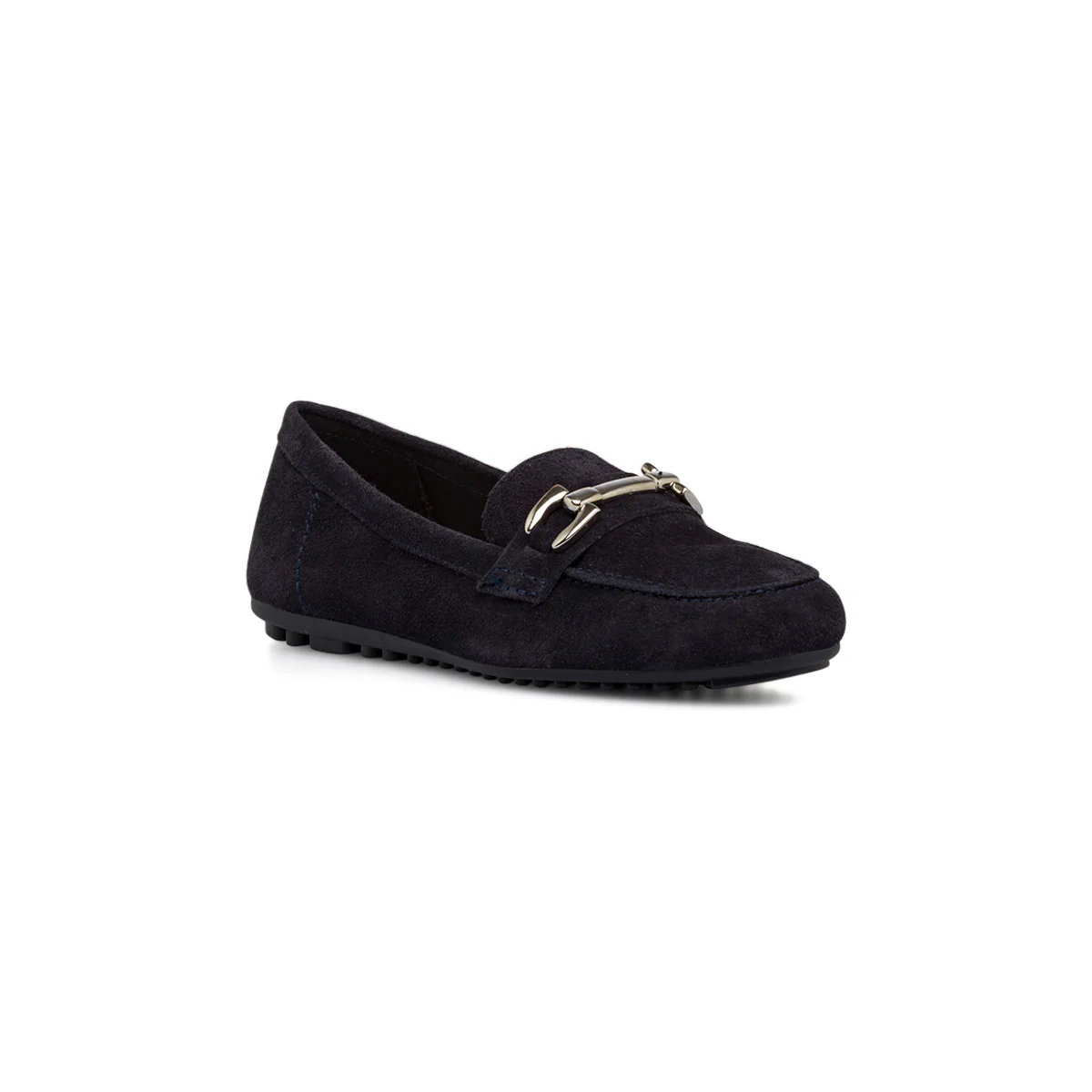 Mocassini blu in pelle scamosciata da donna con morsetto P Essentials - Image 2
