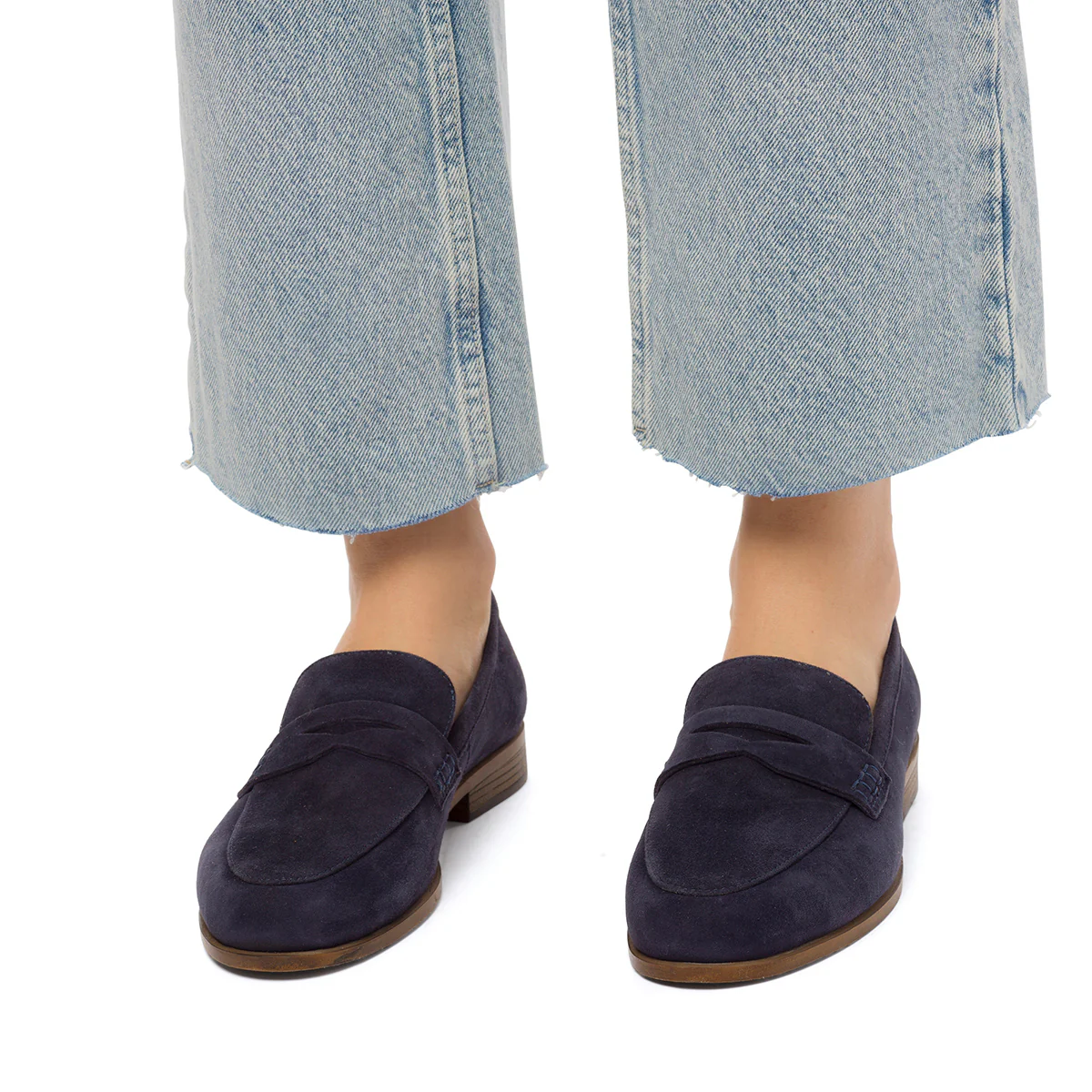 Mocassini blu navy in pelle scamosciata da donna P Essentials - Image 2