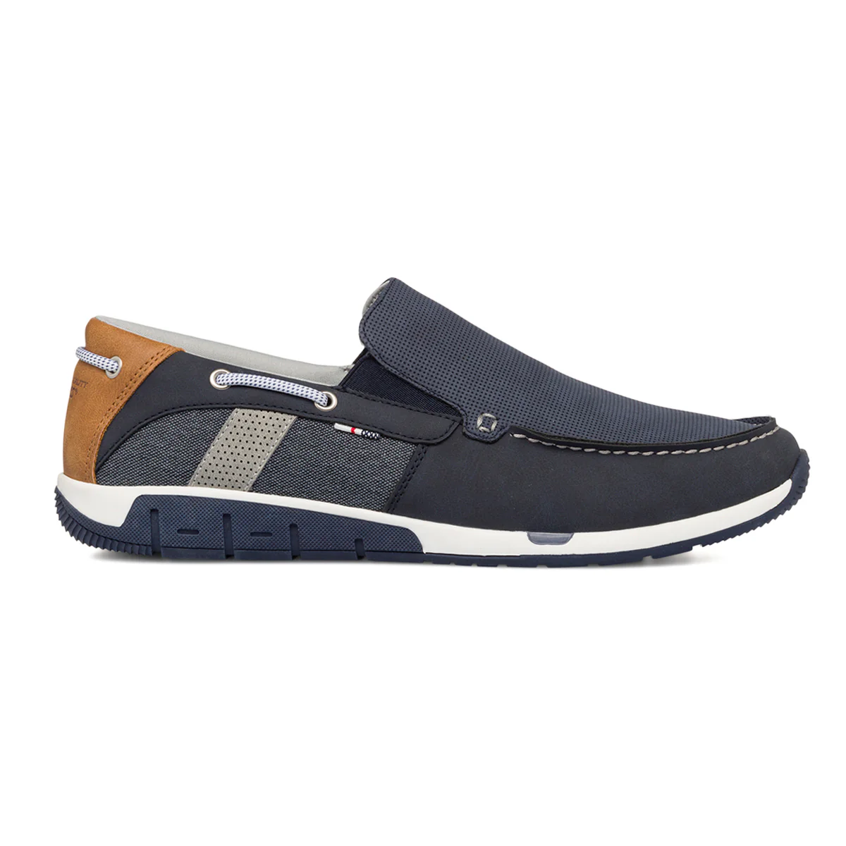 Mocassini casual blu da uomo con inserti effetto jeans Glams
