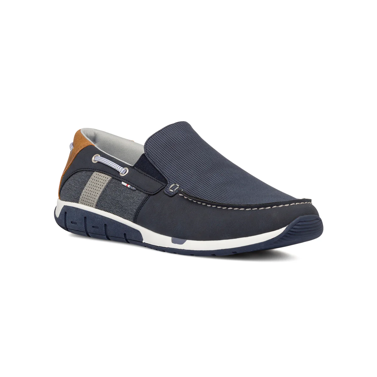 Mocassini casual blu da uomo con inserti effetto jeans Glams - Image 2