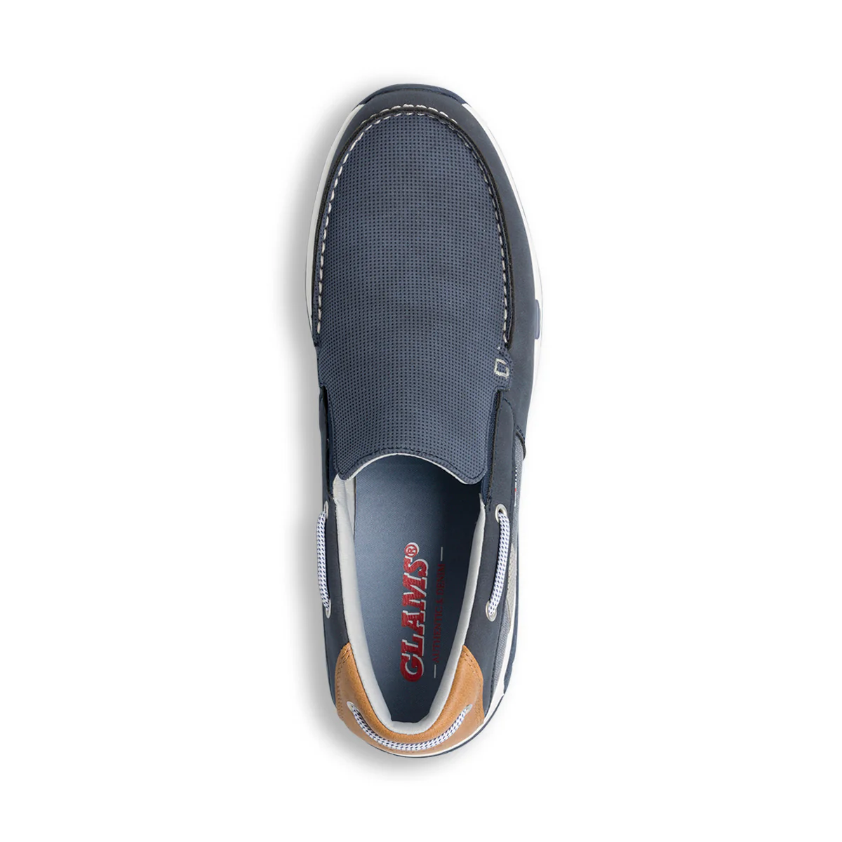 Mocassini casual blu da uomo con inserti effetto jeans Glams - Image 4