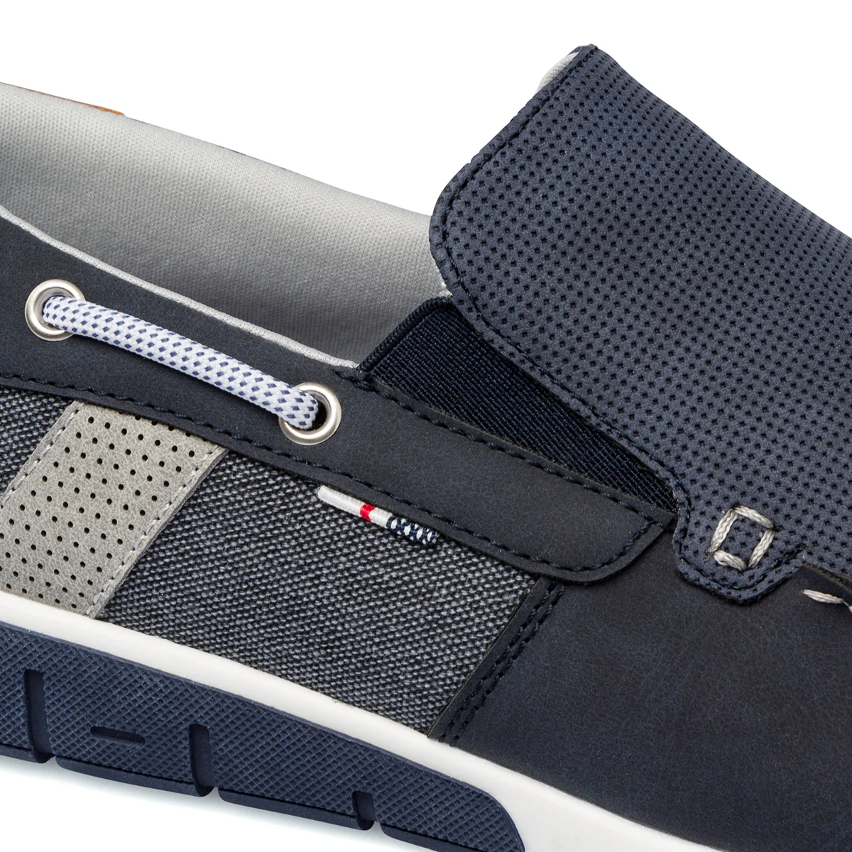 Mocassini casual blu da uomo con inserti effetto jeans Glams - Image 5