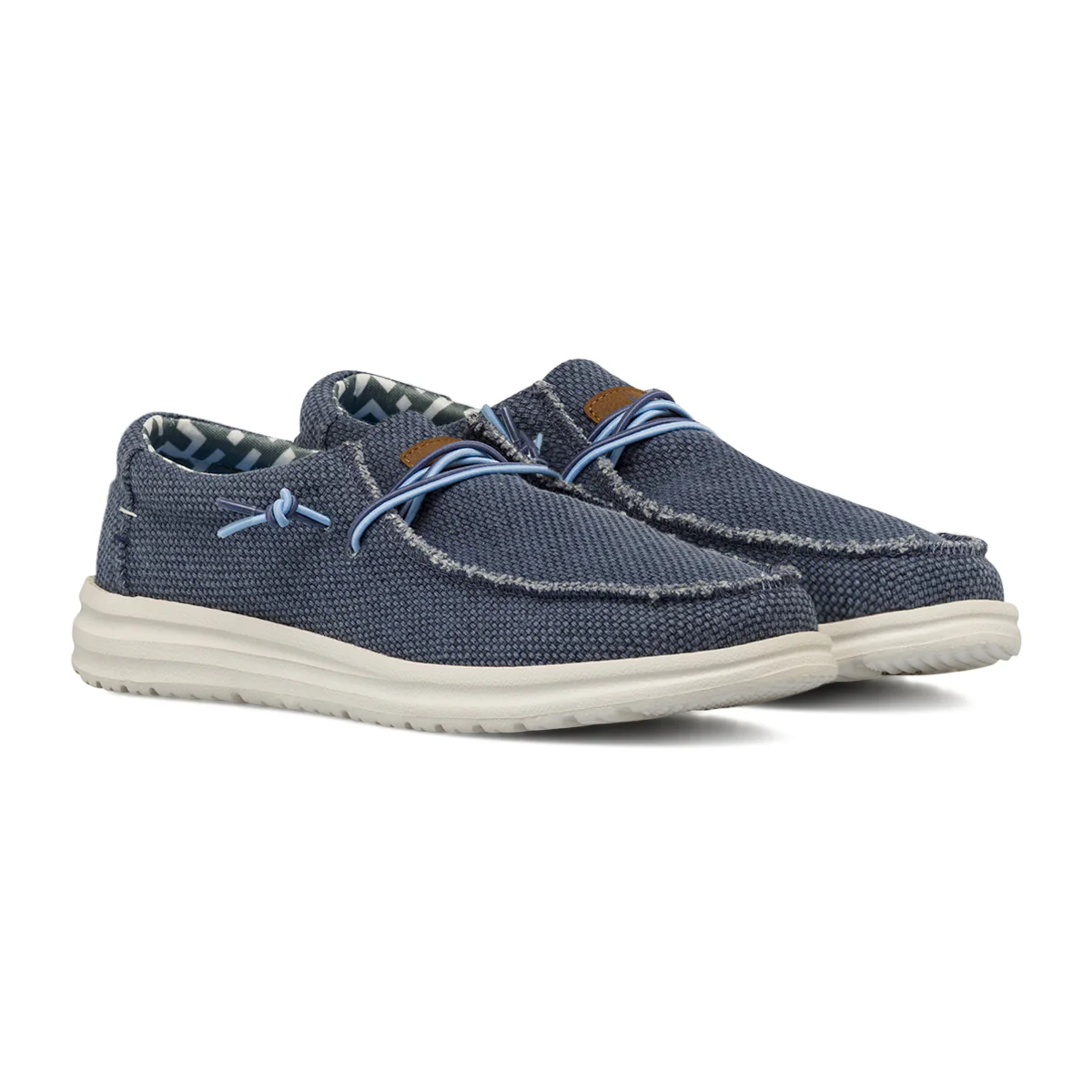 Mocassini casual Blu da Uomo in tela con lacci elastici Navigare