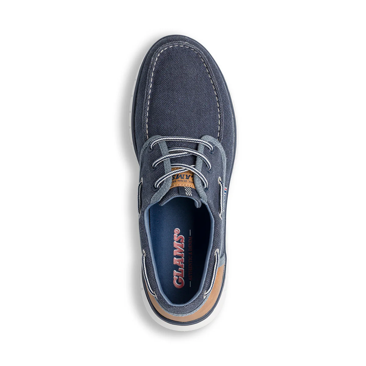 Mocassini casual blu jeans da uomo in tessuto con laccetto passante Glams - Image 4