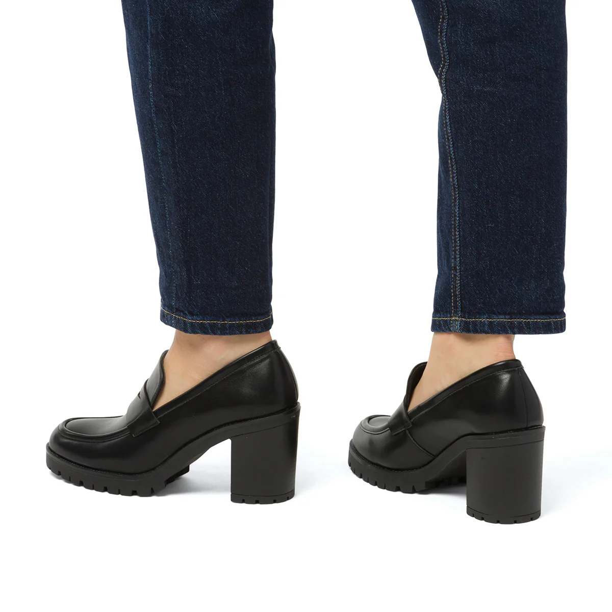 Mocassini chunky da donna neri con tacco 8 cm Lora Ferres - Image 3