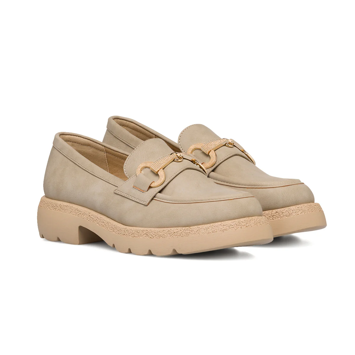 Mocassini chunky beige da donna con morsetto e strass Lora Ferres - Image 2
