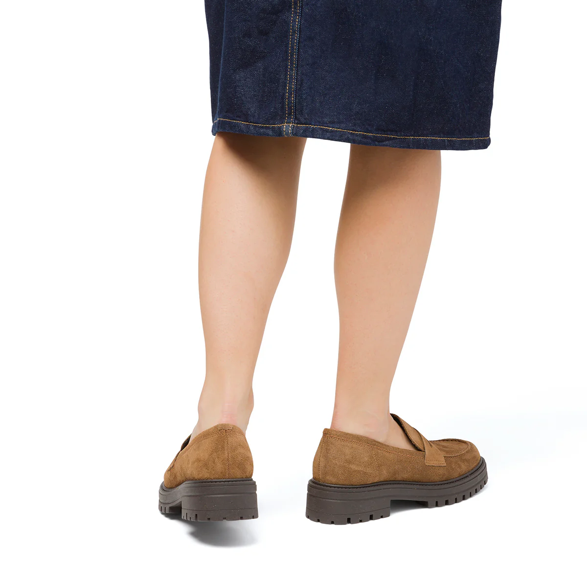 Mocassini chunky da donna marroni in pelle scamosciata Primopiano - Image 2