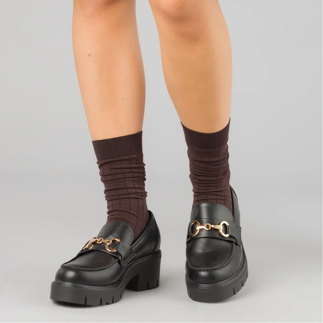 Mocassini chunky neri da Donna con fibbia e tacco Swish Jeans - Image 3