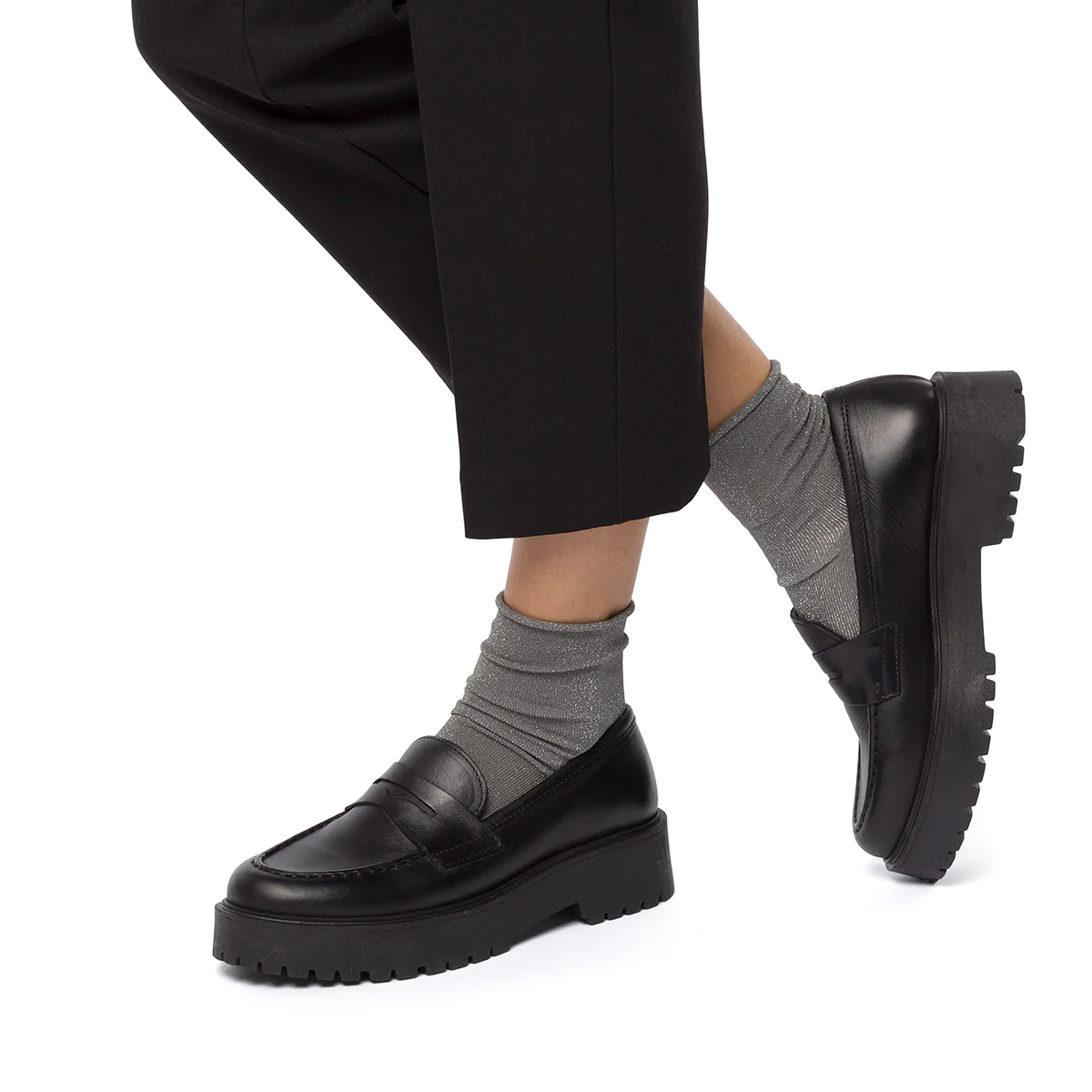 Mocassini chunky neri in pelle da donna Primopiano - Image 8