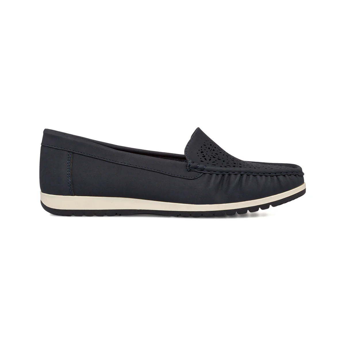 Mocassini comfort blu navy da donna con dettagli traforati P Soft