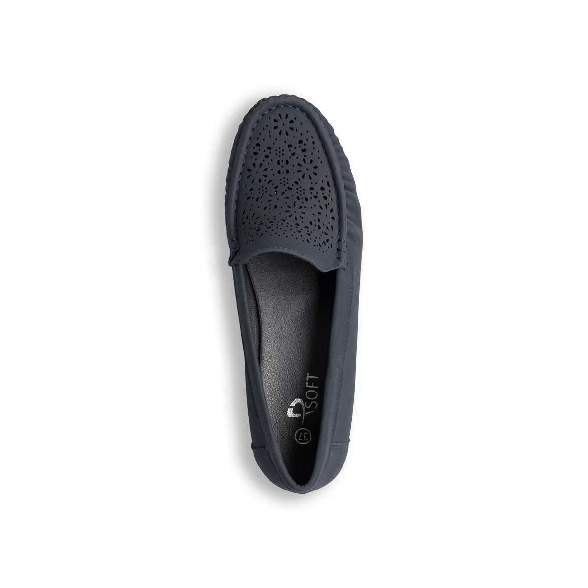 Mocassini comfort blu navy da donna con dettagli traforati P Soft - Image 4