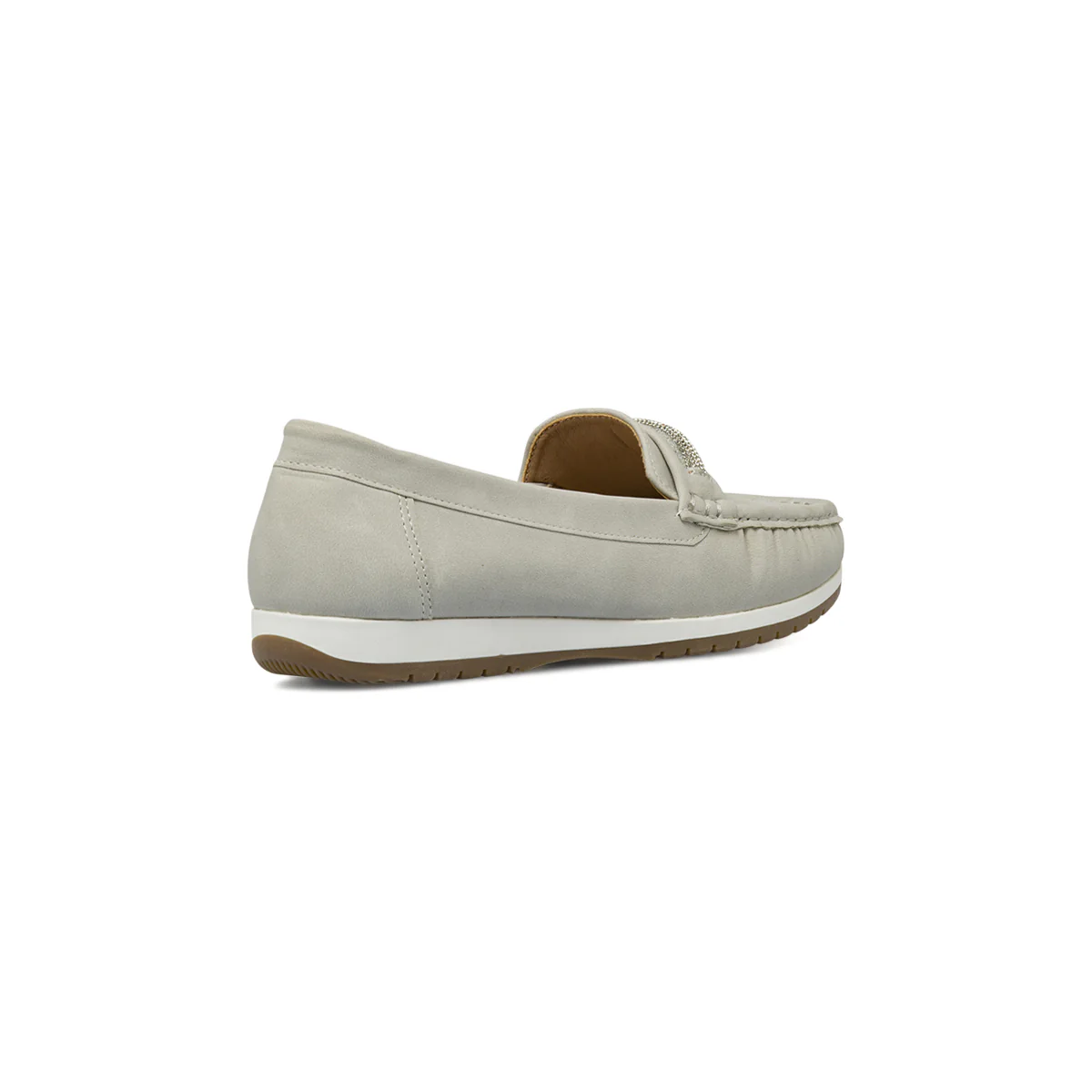 Mocassini comfort da donna grigi con fascia di strass P Soft - Image 3