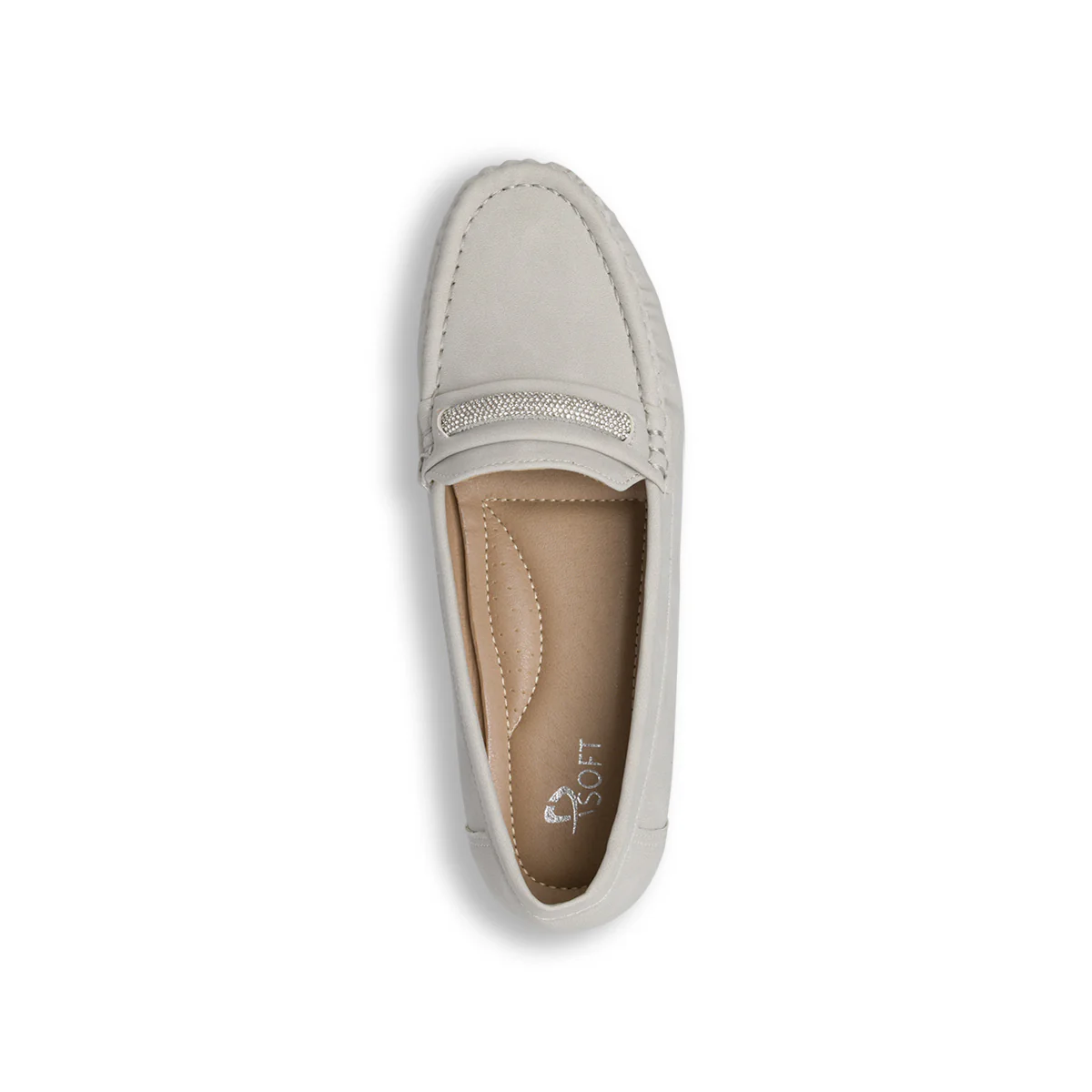 Mocassini comfort da donna grigi con fascia di strass P Soft - Image 5