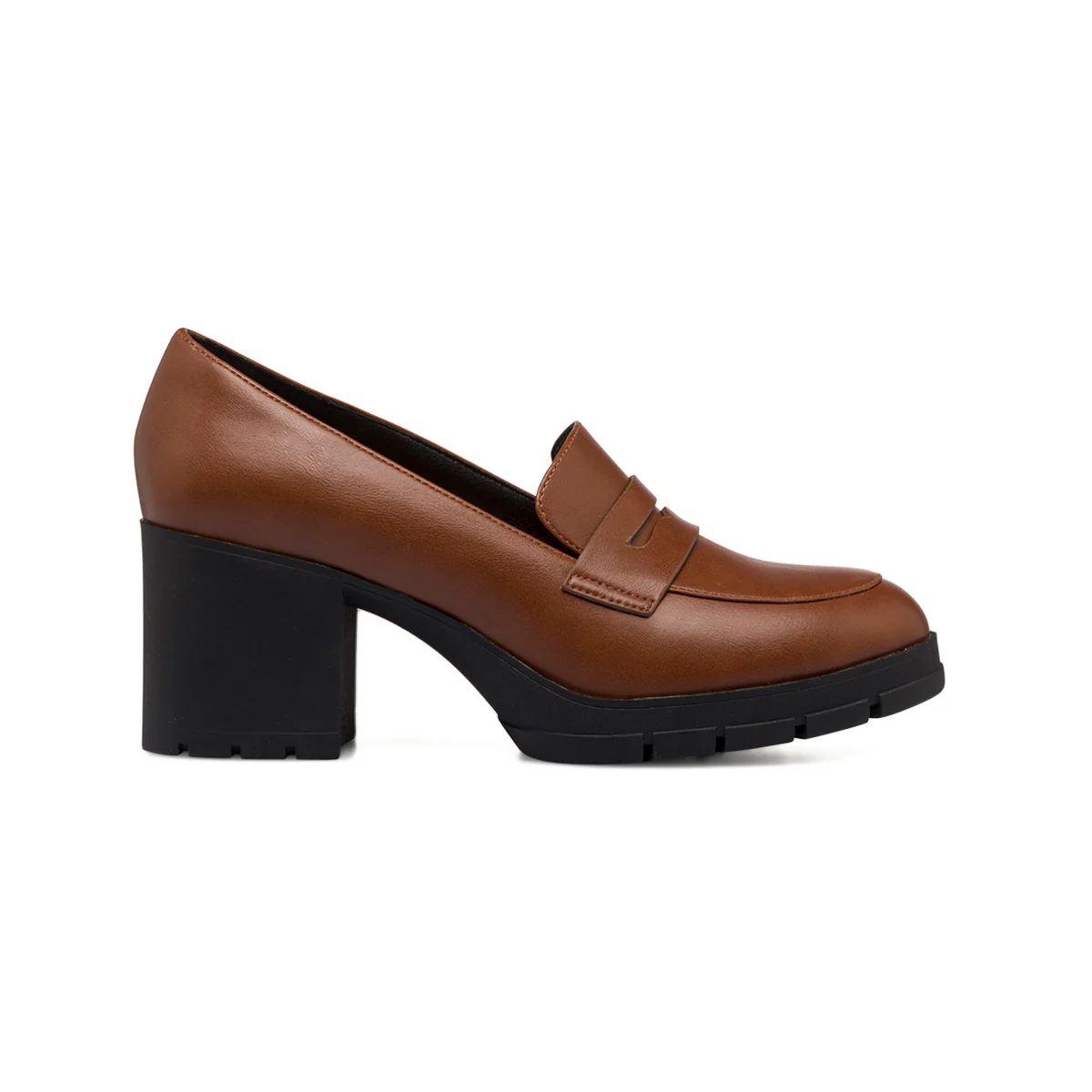 Mocassini comfort marroni da donna con tacco 7 cm P Soft