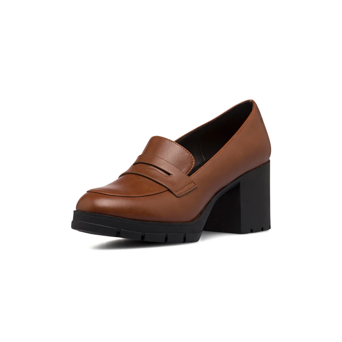 Mocassini comfort marroni da donna con tacco 7 cm P Soft - Image 2