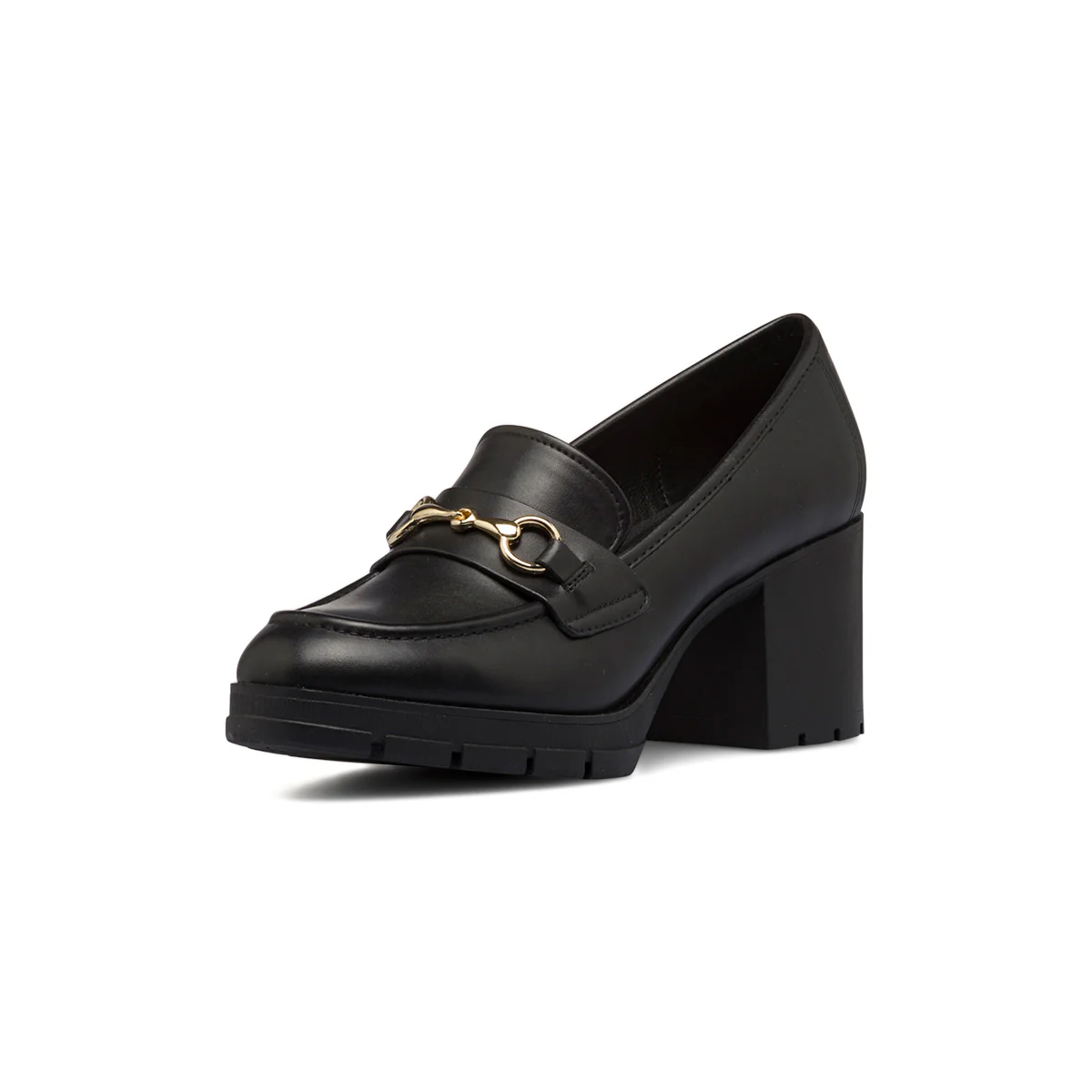 Mocassini comfort neri da donna con tacco 7 cm e morsetto P Soft - Image 2