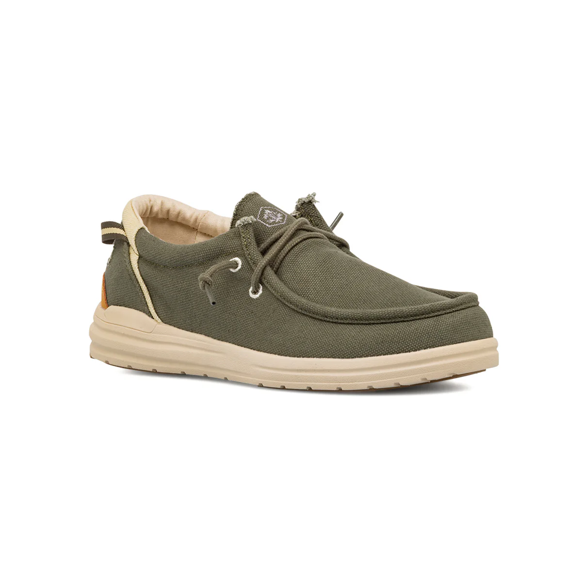 Mocassini d Uomo in tessuto verde militare con soletta in pelle Lumberjack - Image 2