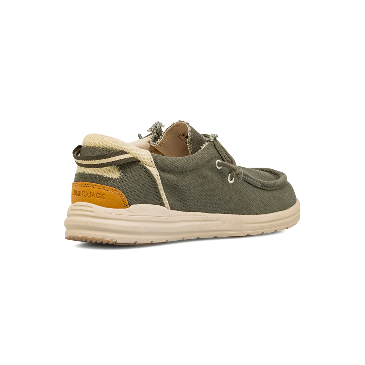 Mocassini d Uomo in tessuto verde militare con soletta in pelle Lumberjack - Image 3