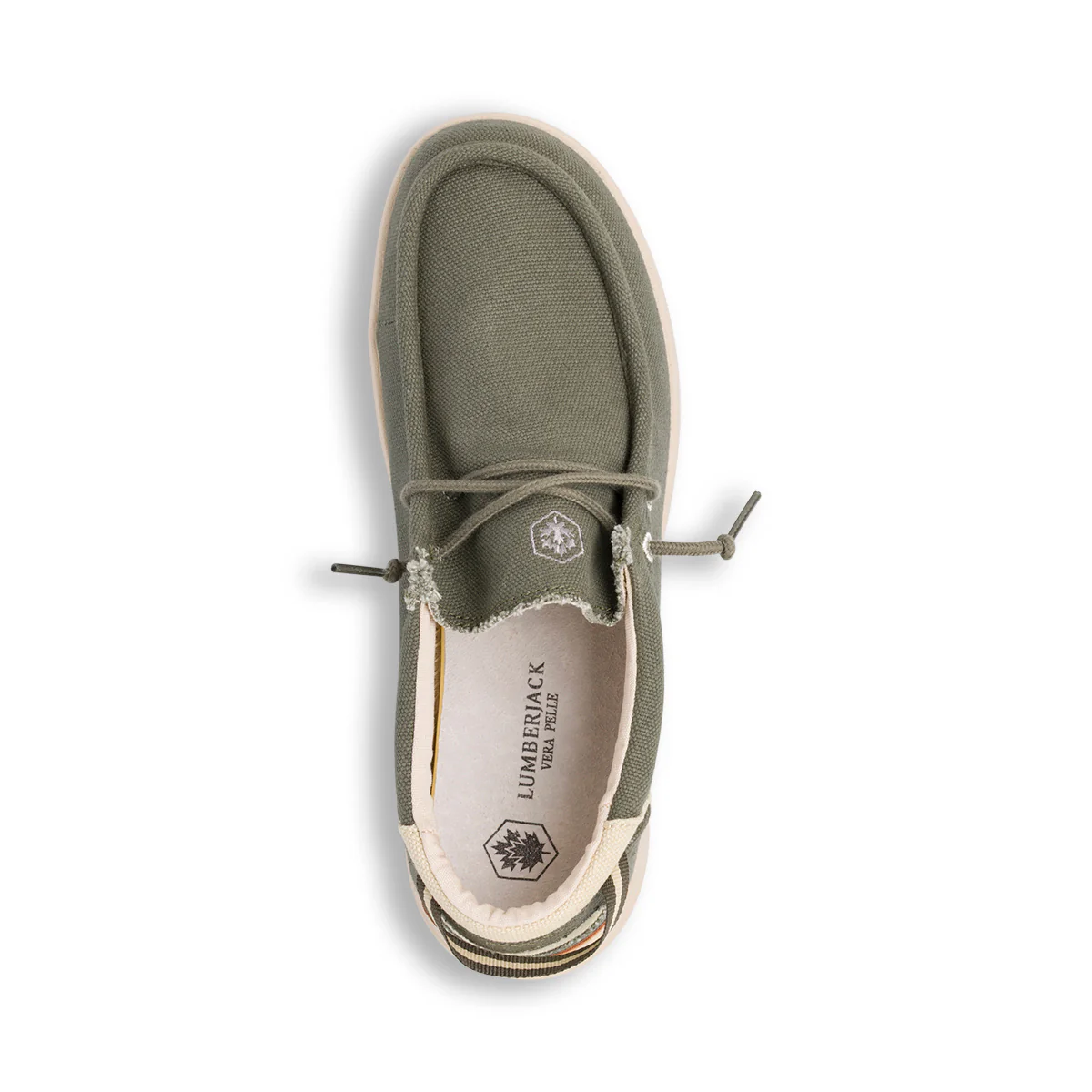 Mocassini d Uomo in tessuto verde militare con soletta in pelle Lumberjack - Image 5