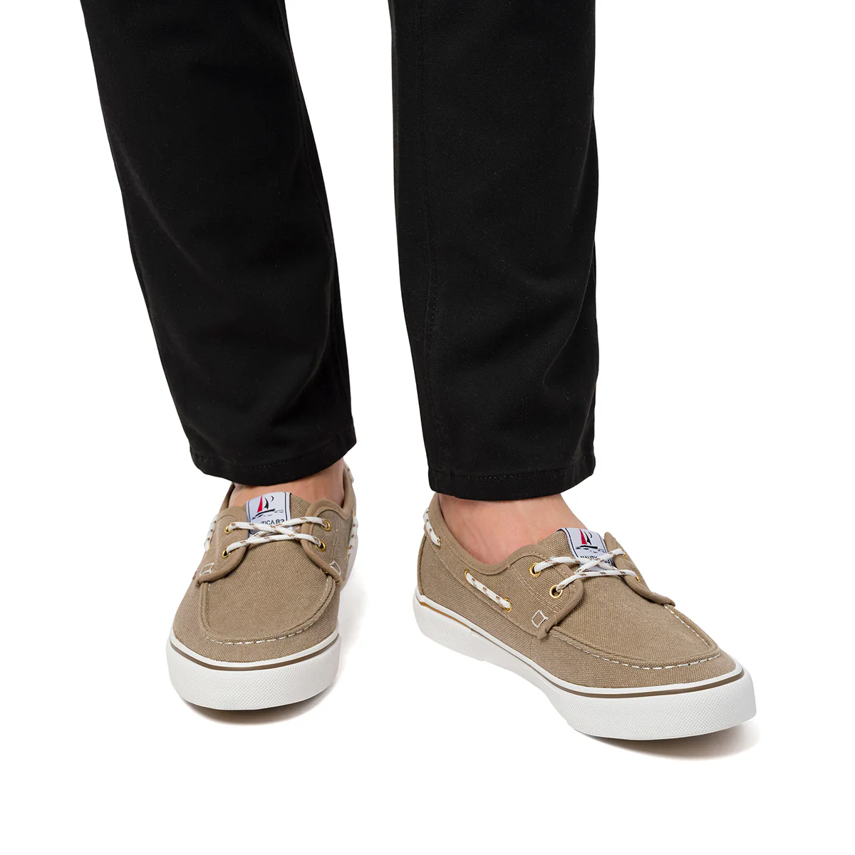 Mocassini da barca beige da uomo con laccetto passante Nautica Jeans - Image 2