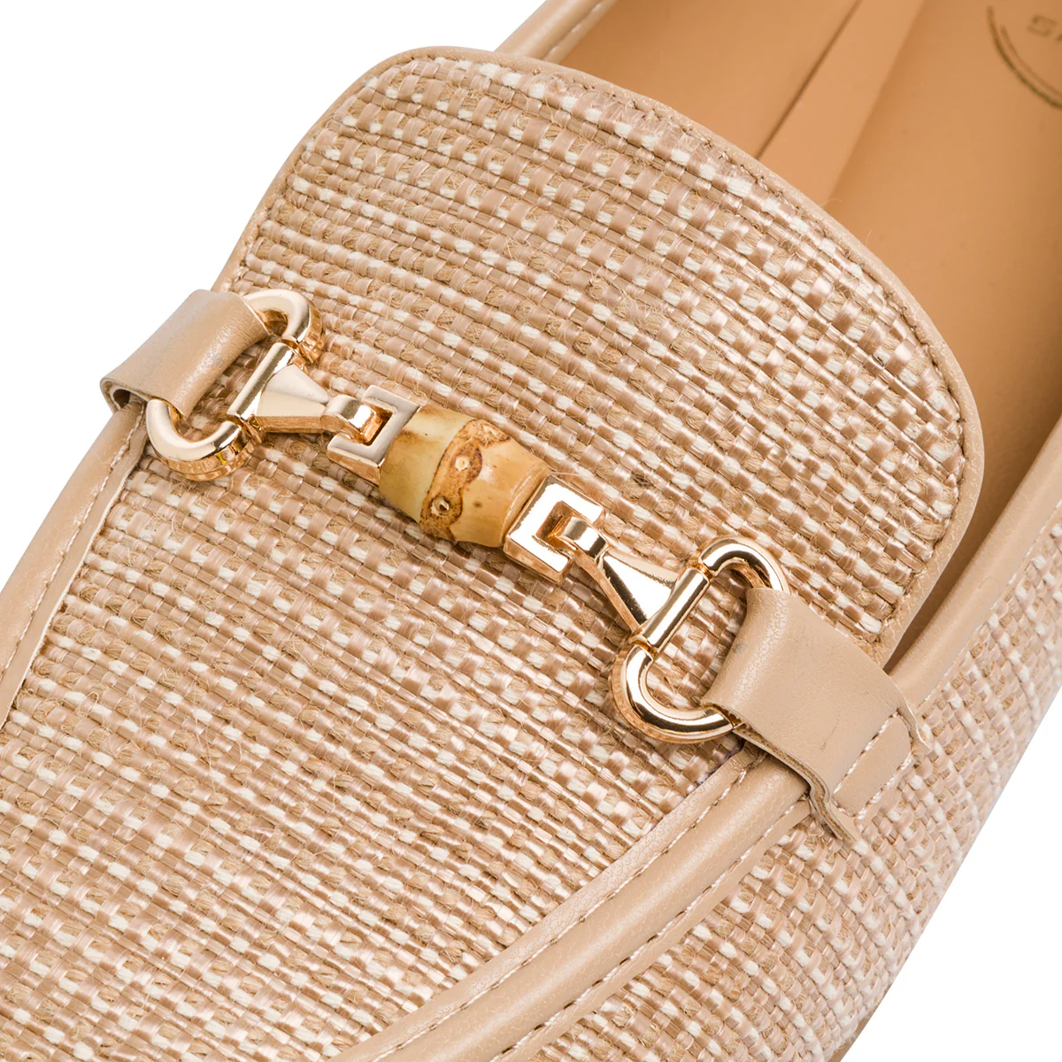 Mocassini da donna beige comodi e flessibili in rafia con morsetto P Smart - Image 4