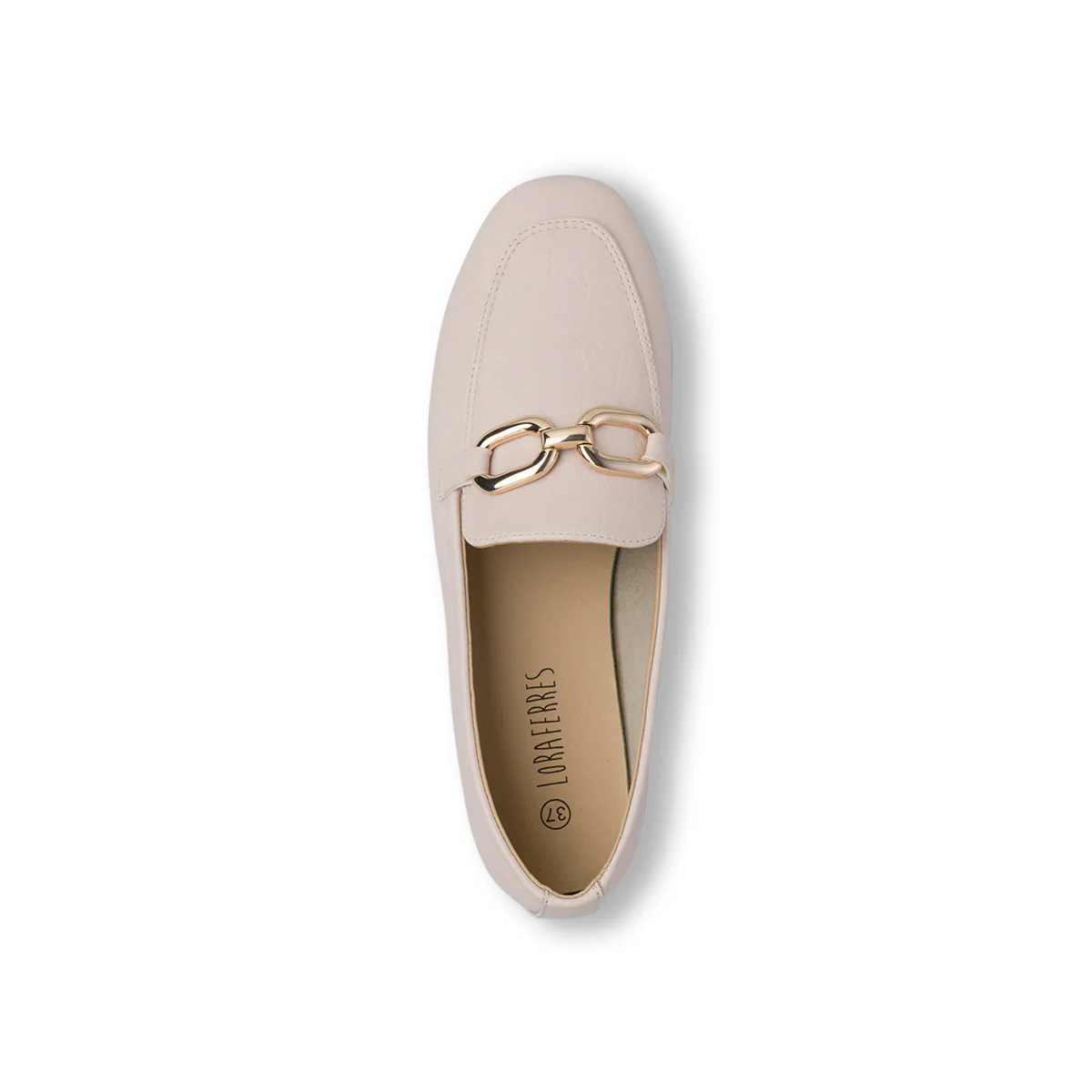 Mocassini da donna beige con morsetto in metallo Lora Ferres - Image 5