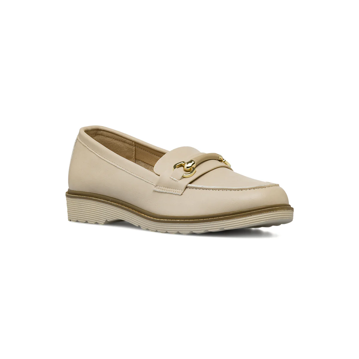 Mocassini da donna beige con raffinato morsetto dorato Lora Ferres - Image 4