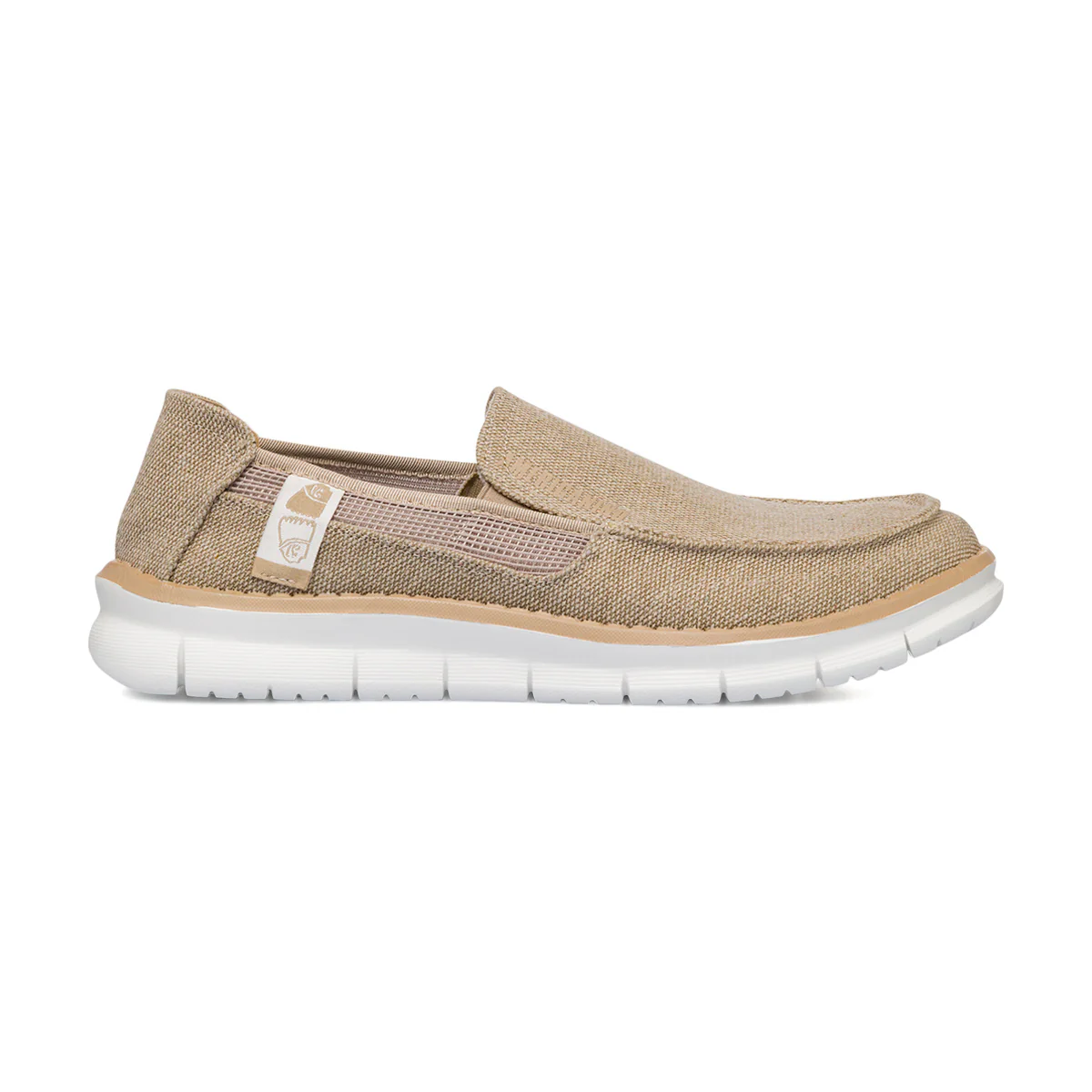 Mocassini da uomo slip-on beige con dettaglio e logo laterale Americanino