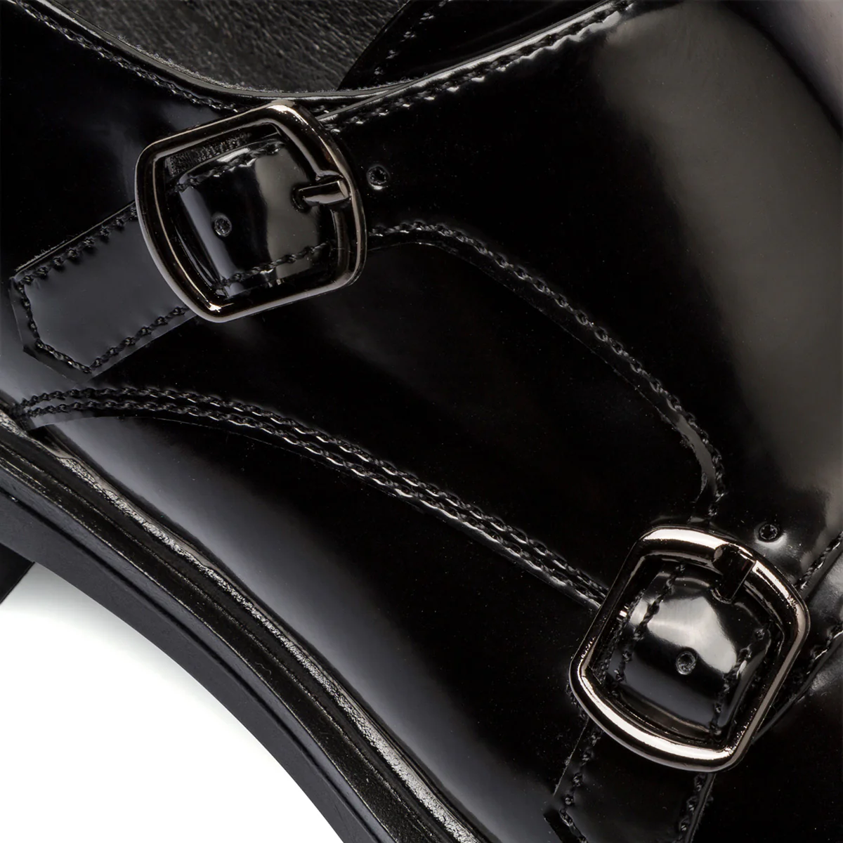 Mocassini eleganti monk-strap neri effetto vernice da uomo Riflessi Urbani - Image 6