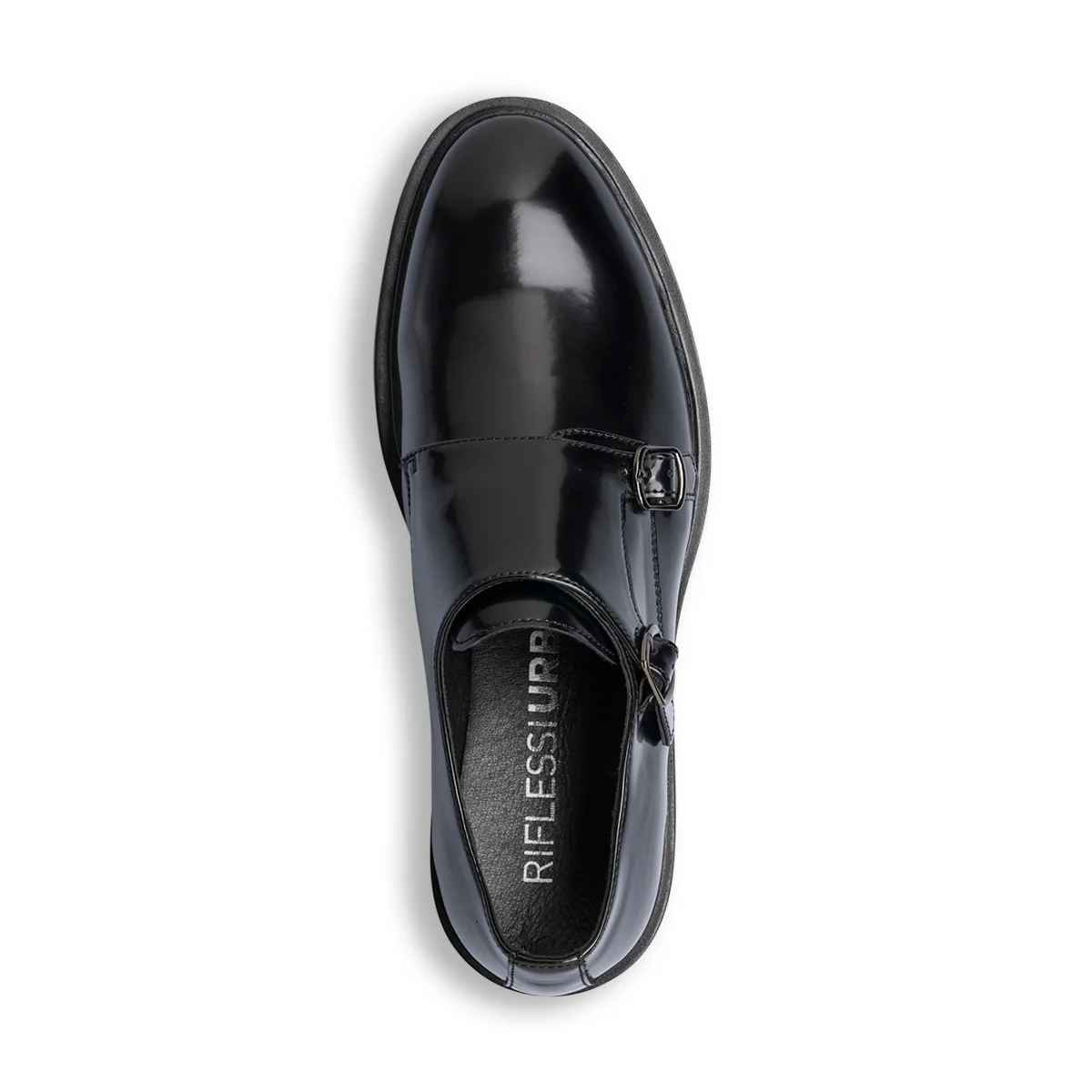 Mocassini eleganti monk-strap neri effetto vernice da uomo Riflessi Urbani - Image 7