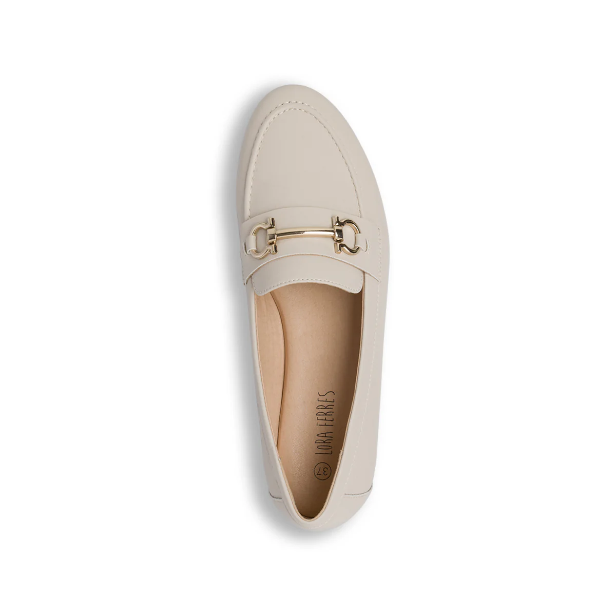 Mocassini loafer da donna beige Lora Ferres con morsetto dorato - Image 6